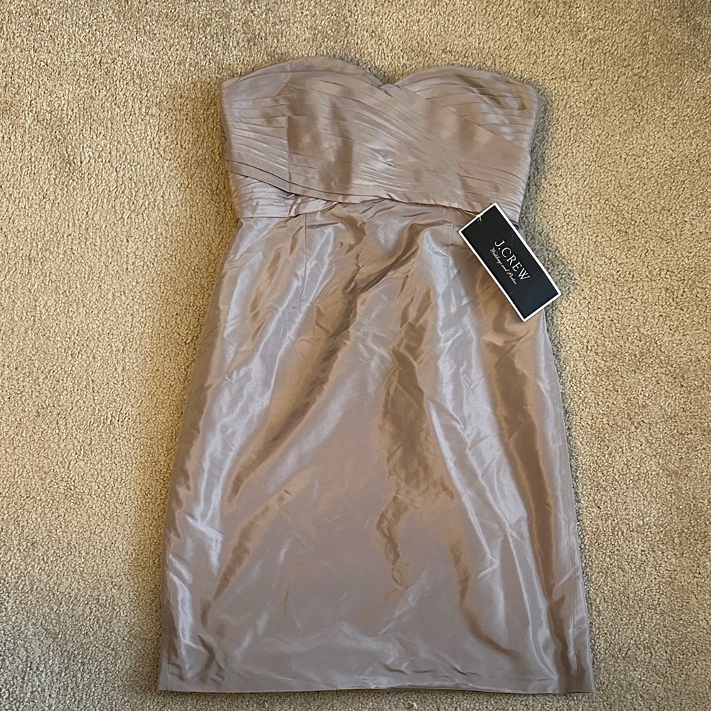 J. Crew Strapless Dress in shimmering Fawn